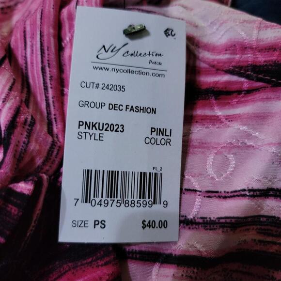 NY Collection Petite Roll-Tab Jacquard Top Pinli PS - Picture 2 of 2